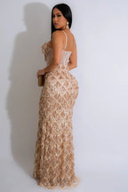 Elegant Spaghetti Strap ALine Bodycon Maxi Sequin Dress