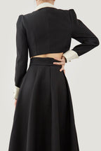 Black Frenchy Double-Breasted Cropped Blazer