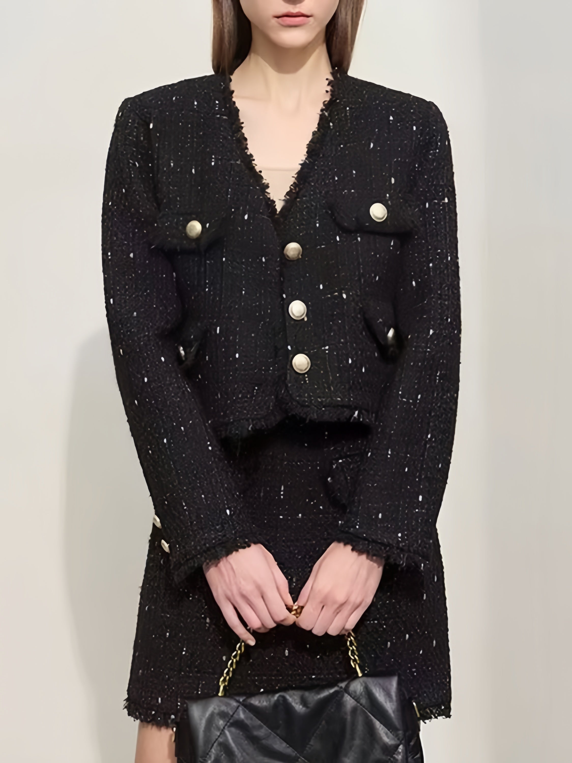 Elegant Floral Button Down Blazer European Jacket and Mini Skirt Set