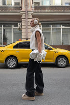 Solid Color Faux Fur Stand Collar Vest