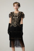 Sequin Short Sleeve Fringe Boho Dress