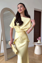 Flowy Elegant Short Sleeve  Skirt Set