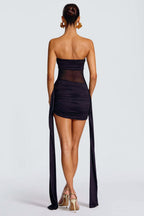 Ruched Sheer Slit Birthday Dress