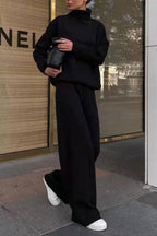 Knitted Solid Color Loose Casual Suit