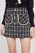 Brisa Black Plaid Skirt Black