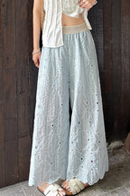 Hollow Out Lace Wide Leg Summer Pants