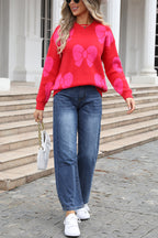 Fashionable Loose Round Neck Knitted Bow Sweater