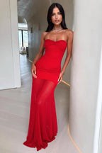 Sexy Off Shoulder Sheer Mesh Formal Dress