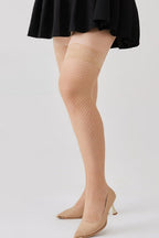 Lace Trim Silicone Grip Fishnet Thigh-High Stockings