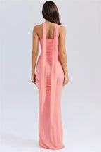 Wine Red Strapless Crop Top and Maxi Dress Set