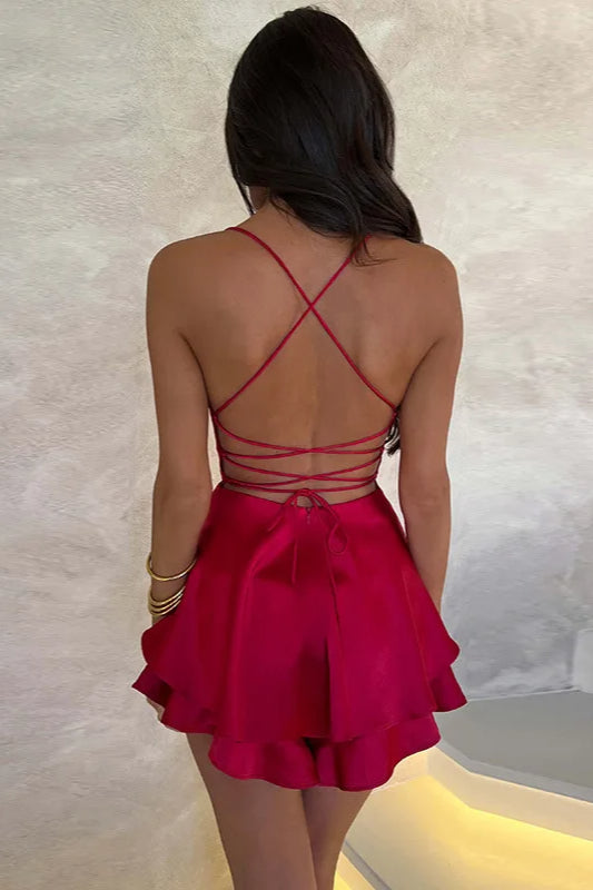 Satin Crisscross Mini Dress