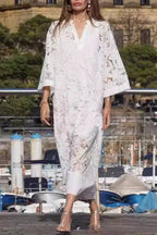 Lace V-neck Loose Maxi Dress