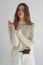 Thermal Mock Neck Solid Knit Top