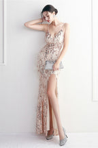 Intricate Beadwork Figure Hugging Gown Formal Dress