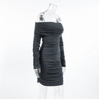 Glamor Off Shoulder Dress Grey