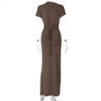 Dreamy Drape Maxi dress Brown
