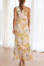 Maria Minimalist Printed Dress with Dropped Sleeves Premium Wardrobe Essential