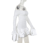 Frostene Off Shoulder Mini Dress White