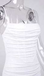 White Draped Corset Maxi Dress