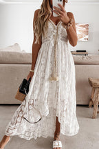 Come To Me Lace Tassel High-Low Maxi Dress - 2 Colors