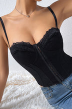 Hold Me Near Lace Backless Bustier Corset Crop Top - 3 Colors