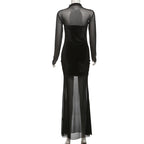 Velvet Crush Sheer Dress Black