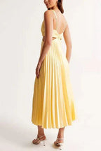 Caitlin Statement Pleated Dress with a Neckline Designer Edit