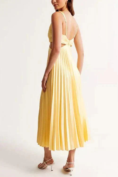 Caitlin Statement Pleated Dress with a Neckline Designer Edit