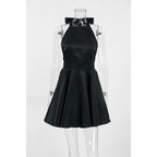 Bow Gate Mini Dress Black