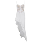 Fringila Asymmetric Dress White