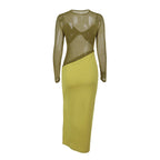 Marysh Mesh Bodycon Dress Yellow