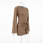 Mocha Mousse Mini Dress Brown