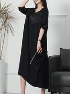 Fashionable V-neck Neck Middle Waist Star Pattern Midi-Dress