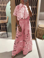 Cutout Floral Two Piece Set