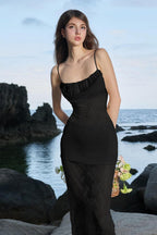 Sexy Mesh Cami Maxi Lace Dress
