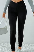 Cross Front Fleece Lined Booty Lifting Thermal Leggings