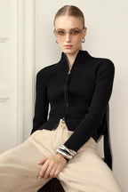 Stand Collar Slim Fit Dual Zip Cardigan