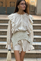 Ruffled Flare Sleeve Printed Mini Dress