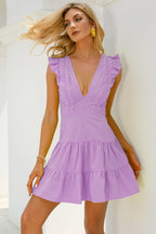 Backless High Waist Ruffle Cocktail Dress