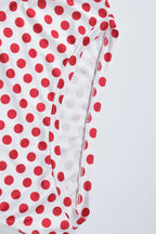 Chic Polka Dot Floral Sleeve Fitted Top Mini Skirt Set