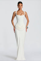 Sexy Slim Cami Solid Tie Back Reception Dress
