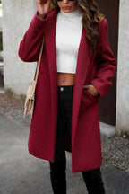 Wool Blend Solid Longline Coat