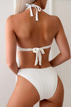 Gathered Halter Neck Bikini Two Piece Swim Set