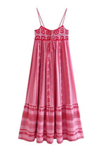 Bohemian Geometric Embroidered Cami Maxi Dress