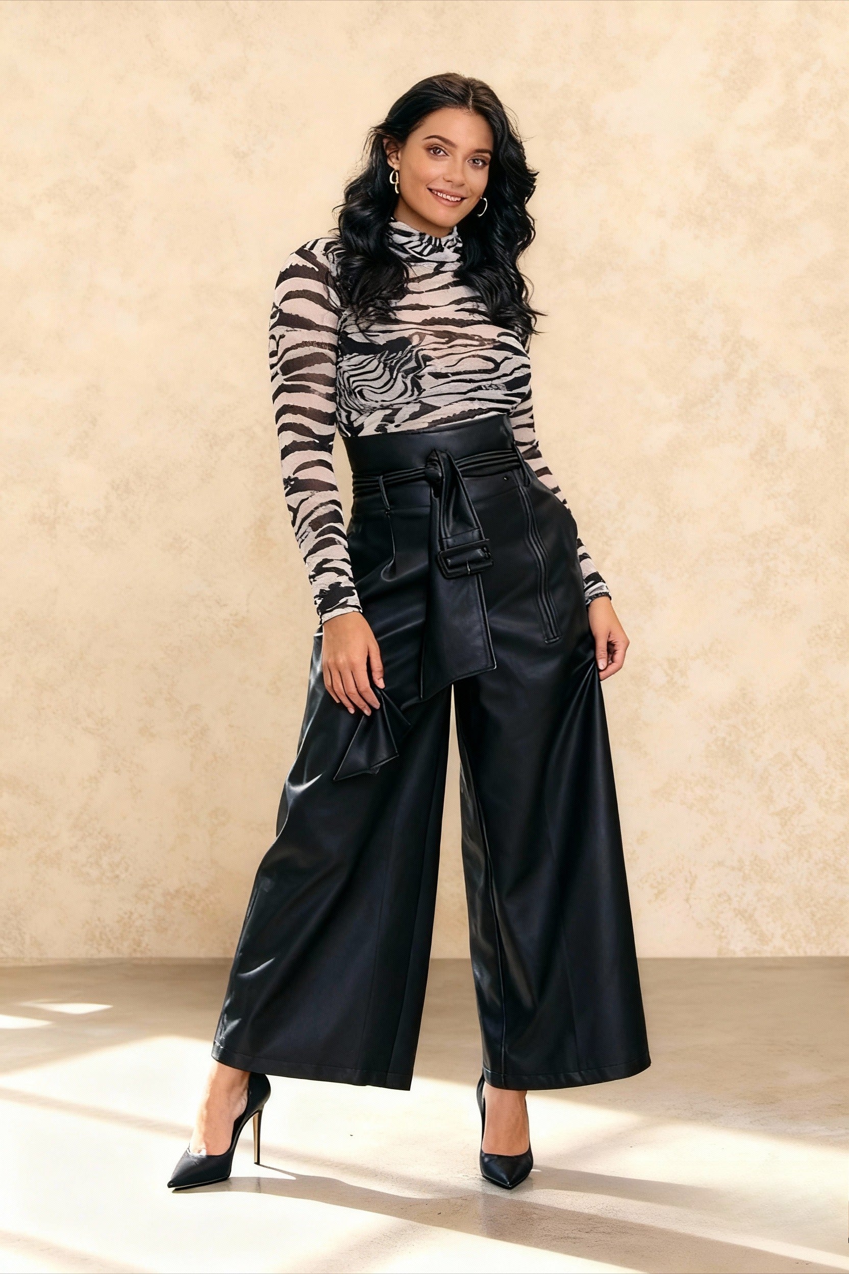 HighWaisted Slim Leather Pant