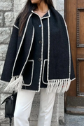 Scarf-Neckline Felt Woolen Coat