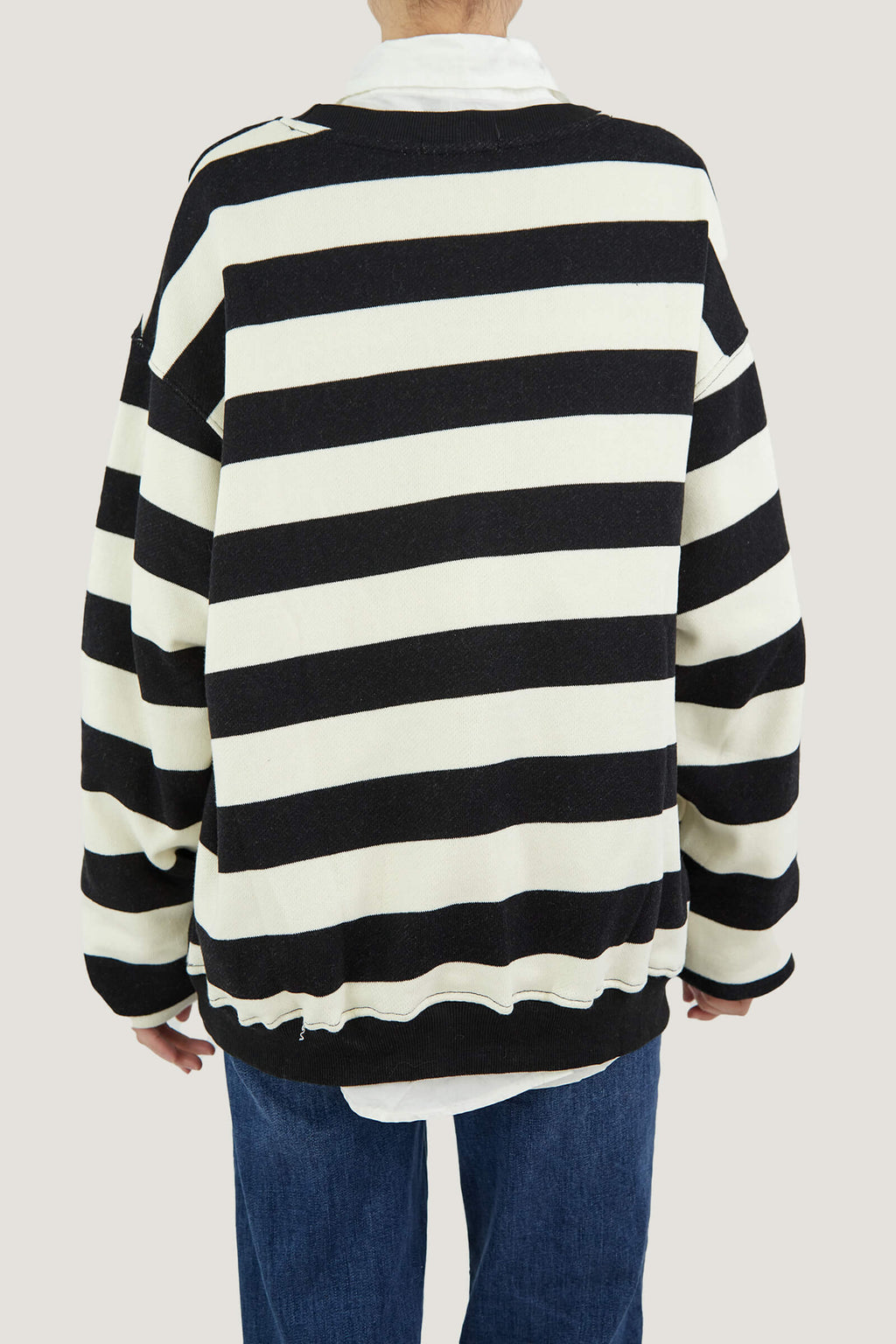 Black Comfort Striped Pullover Sweatshirts