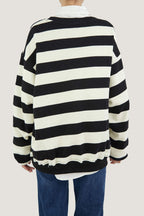 Black Comfort Striped Pullover Sweatshirts