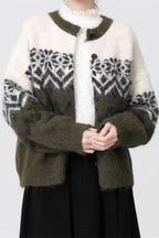 Retro Nordic Snowflake Jacquard Knit Cardigan