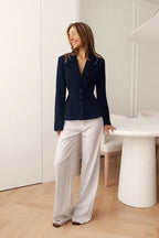 Office Elegance Pleated Waist Blazer